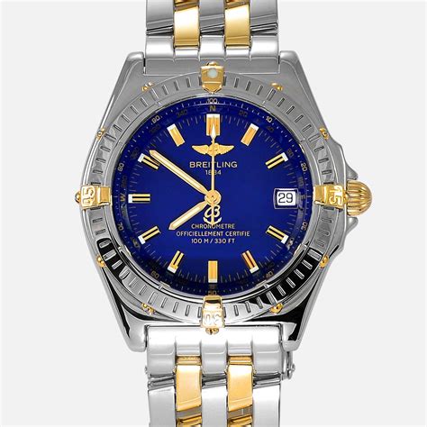 breitling chronograph automatic water resistant|Breitling two tone chronometre automatic.